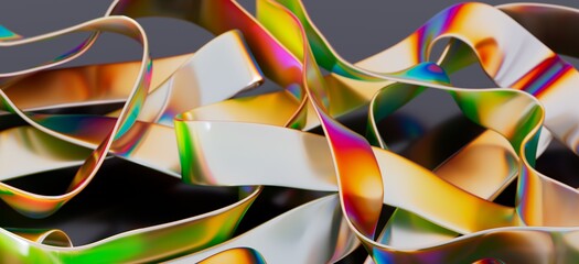Close-up of swirling iridescent ribbons.  Perfect for backgrounds or design projects.