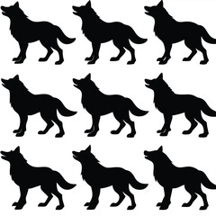 "Wolf Silhouette Vector Collection Featuring Howling, Tribal, and Wilderness Scenes for Logos, Tattoos, and Outdoor Art"
