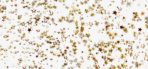 Sparkling gold stars on white. Festive, celebratory background.