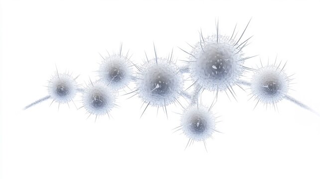Conceptual clean art showing viroid as a simple elegant RNA strand floating alone in a sterile biological environment symbolic minimalist design pure white background no text