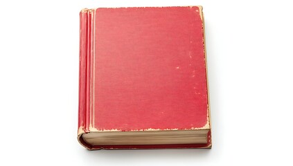 Red book, isolated on a white background, with white space above the book for text