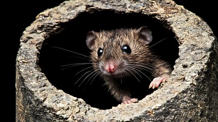 Rodent in tree trunk hole