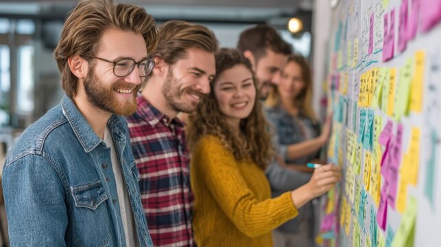 A corporate team brainstorming strategies for improving customer retention in B2B markets, focusing on loyalty programs, personalized outreach, and value-added services