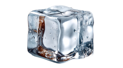 Obraz premium Crystalline Ice Cube: A macro shot of a perfect, transparent ice cube with droplets, a symbol of refreshment and coolness, capturing a sense of purity and the beauty in simplicity.