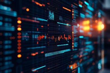 Abstract digital data visualization with vibrant colors. Government technology cybersecurity.