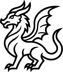 Dragon (Mythical) icon line art vector on transparent background