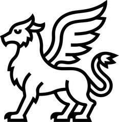Griffin (Mythical) icon line art vector on transparent background