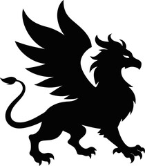 Griffin (Mythical) icon Silhouette vector on transparent background