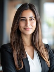 Fototapeta premium Confident businesswoman portrait with professional appearance in natural light
