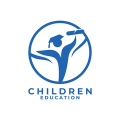 People graduation logo design icon. Education logo design vector template