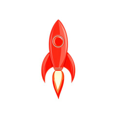 Vibrant red rocket icon with sleek design and glowing flame, symbolizing innovation and exploration. Perfect for themes of space travel, technology, and adventure