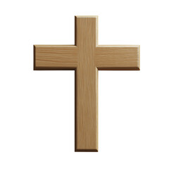 wooden cross on white background ai png