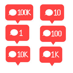 Social Media Notification Icons Set – Like, Comment, Follower, Share, Message, Reaction