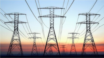 Transmission towers landscape background