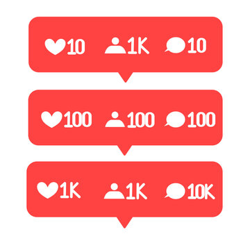 Social Media Notification Icons Set &ndash; Like, Comment, Follower, Share, Message, Reaction