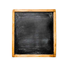 Fototapeta premium Square blackboard with wooden frame, featuring slightly worn surface, evokes sense of nostalgia and education. chalkboard is empty, ready for writing or drawing