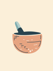 bowl with spoon vector in cartoon style