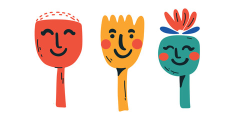 decorative blooming faces vector