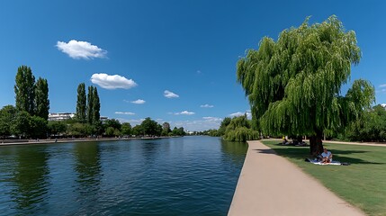Berlin Summer Spree River Relaxation  Cityscape.