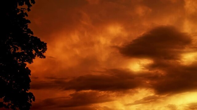 Fiery red cloud sky scene stock footage