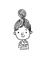 Simple girl in line art