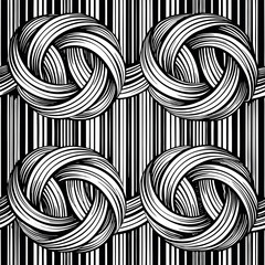 Intricate knot patterns create a mesmerizing visual effect against a striped background Generative AI