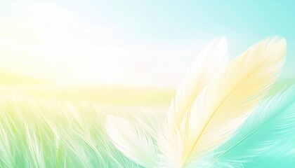 Soothing feather floating in vibrant nature tranquil landscape ethereal content soft environment aerial view serenity concept