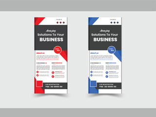 Colorful Stylish Creative Corporate Roll Up Banner Signage Standee Template for Advertising and Multipurpose Use with Four Color Variations.