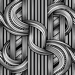 Intricate black and white patterns showcasing woven lines and curves creating depth and texture in abstract design Generative AI