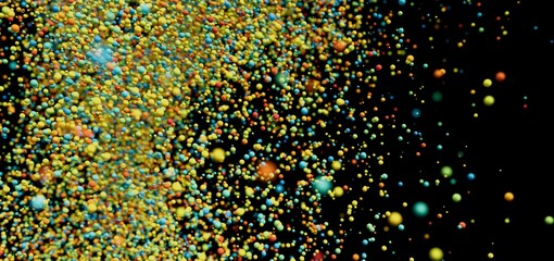 Abstract background of vibrant multicolored spheres exploding. Ideal for tech, energy, and celebration themes.