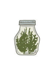 pickled herbs bottle