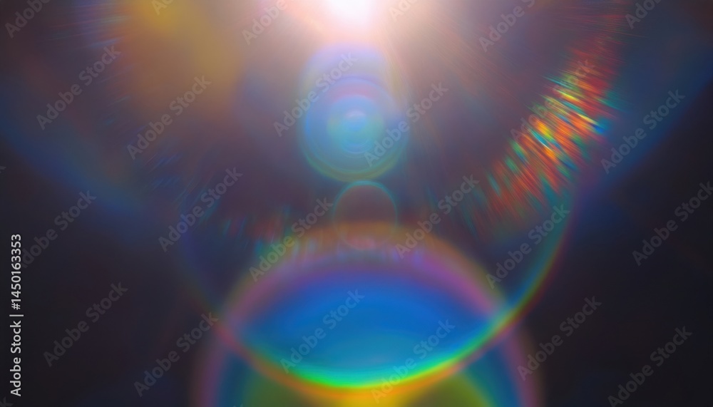 Poster ethereal light orbs with rainbow refractions and lens flares for abstract backgrounds, web design, d