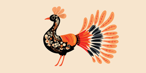 colorful peacock vector in cartoon style