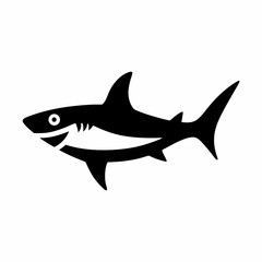 Naklejka premium Silhouette of a Shark – Bold Marine Predator Illustration Representing Ocean Life, Power, and Underwater Wildlife