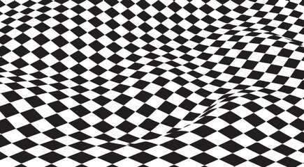 Obraz premium checkered flag background, black and white vector with waves