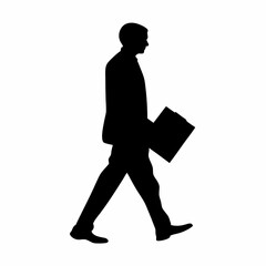Silhouette of a Man Carrying Suitcase &ndash; Black Vector Illustration Representing Business Travel, Journey, or Departure on White Background