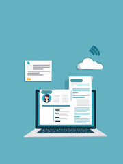 laptop with cloud connection