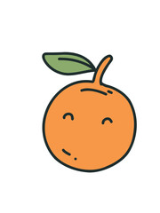tangerine icon, orange fruit sketch