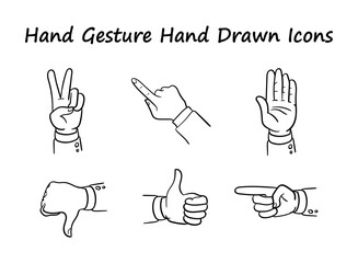 Hand Gesture Icons Set: Hand-Drawn Vector Collection of Common Gestures