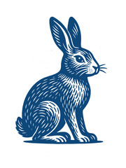 Sitting hare vintage engraving style illustration
