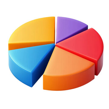3d pie chart icon isolated on  white and transparent background