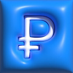 Obraz premium Ruble sign. Ruble banknote.Financial digital 3D illustration.Inflated pillow