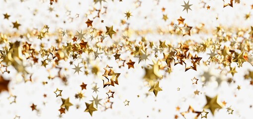 Shimmering gold stars on white. Perfect for celebration, holiday, or luxury designs.