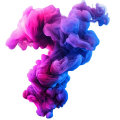 magenta purple blue abstract liquid ink isolated on white or transparent png