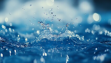 Water splashing on a blue background