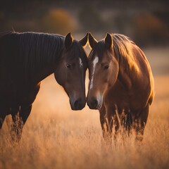 Equine bond: A heartwarming display of affection between two graceful horses
