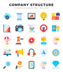 Company Structure web icons in Flat style.