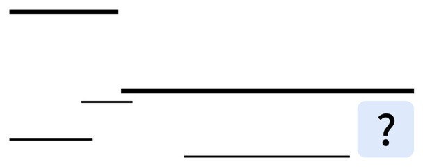 Black horizontal and vertical lines with a bold question mark placed on the right creating structured and abstract composition. Ideal for design, mystery, innovation, uncertainty, logic, minimalism