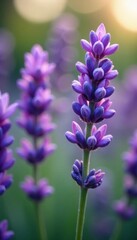 Fototapeta premium Lavender blooms, soft focus, romantic purple hues, focus, flower, peaceful