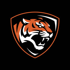 Ferocious Stylized Tiger Head Esport and Sports Team Logo on Shield